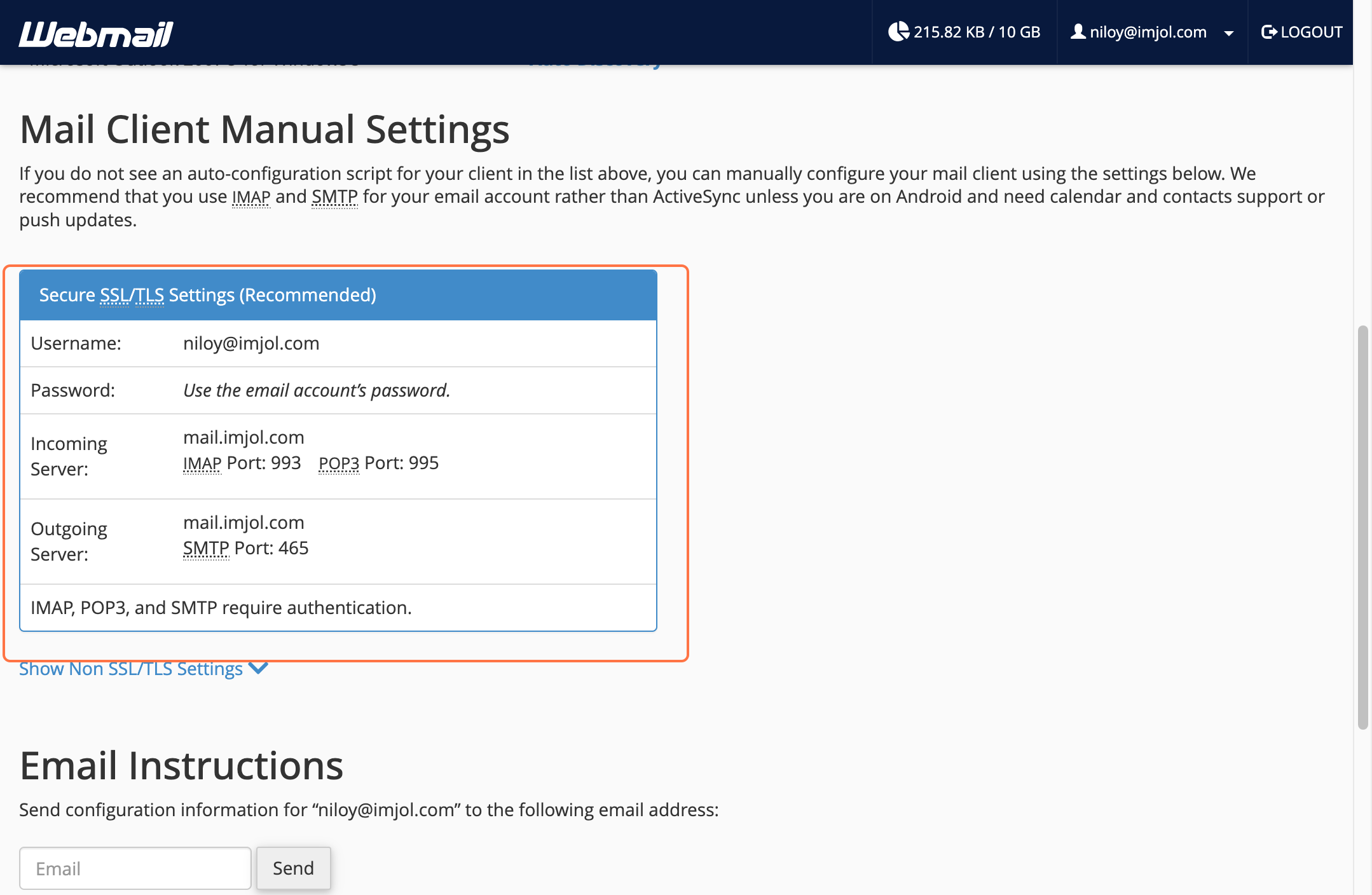 Webmail Dashboard