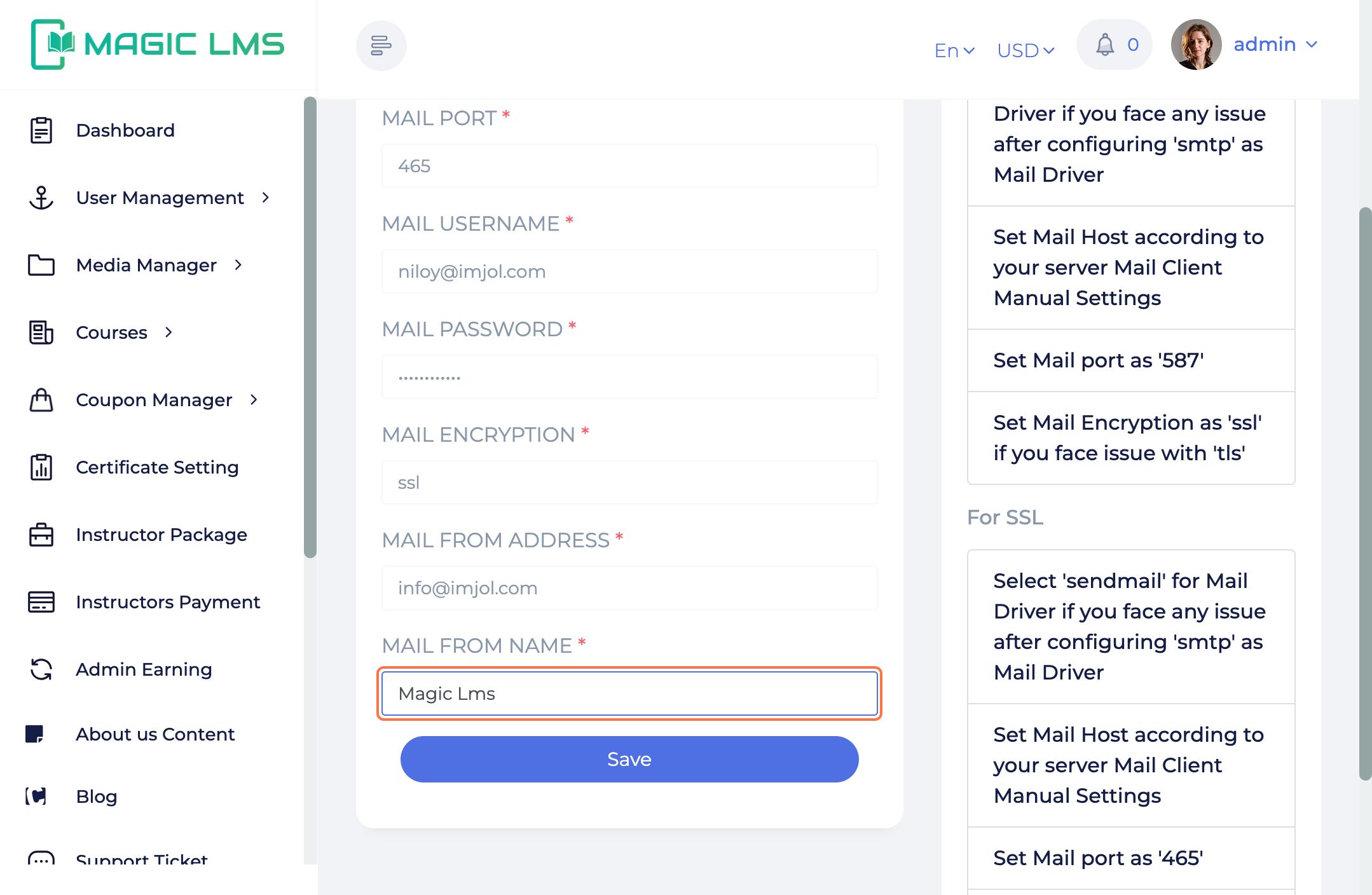 MagicLMS Dashboard