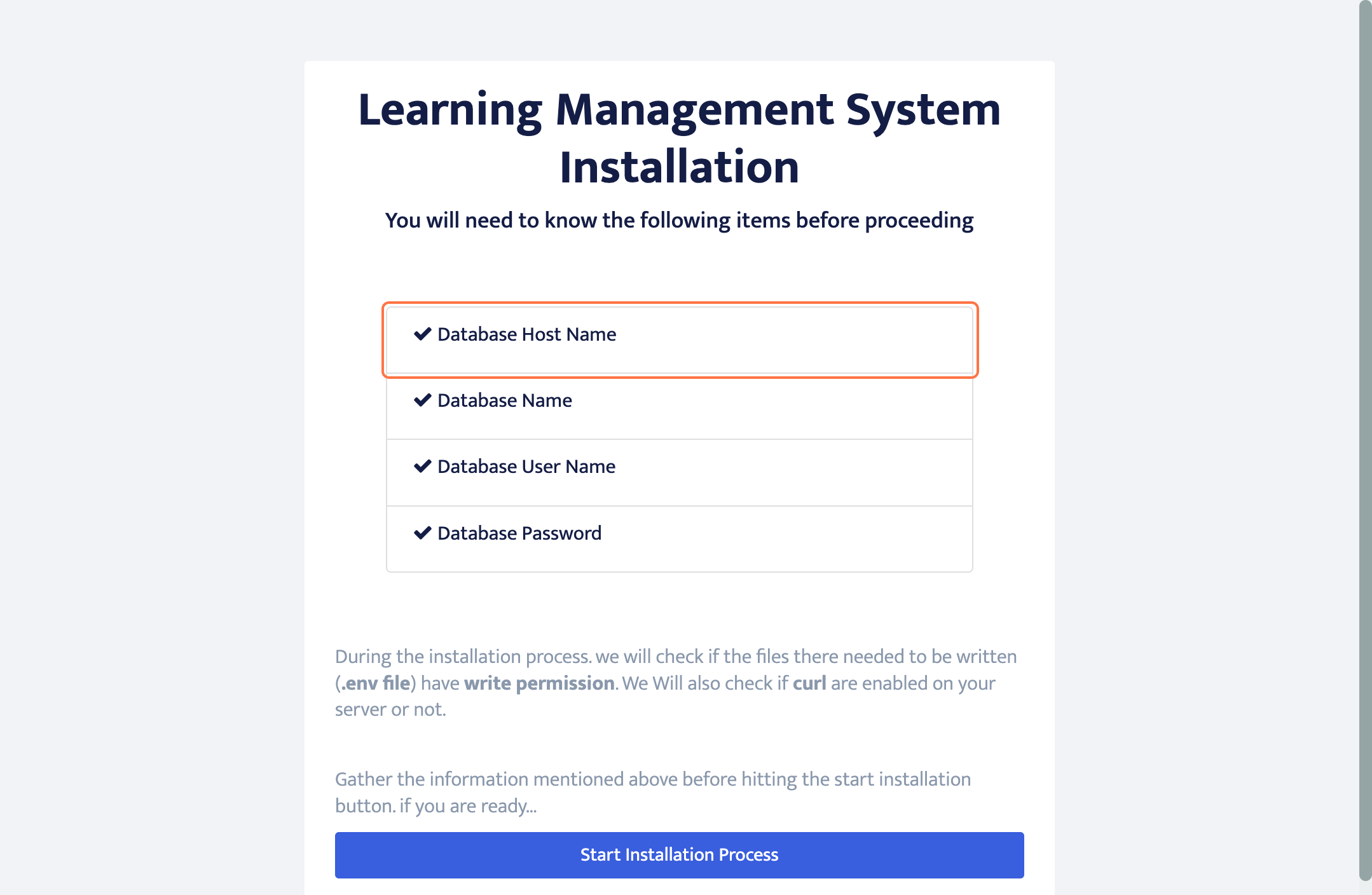 apllication setup page via user domain