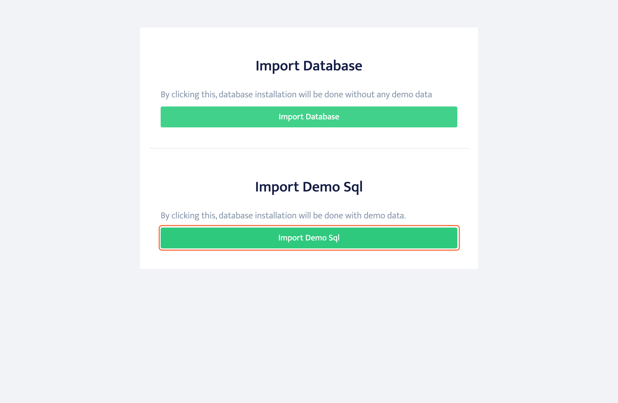 apllication setup page via user domain