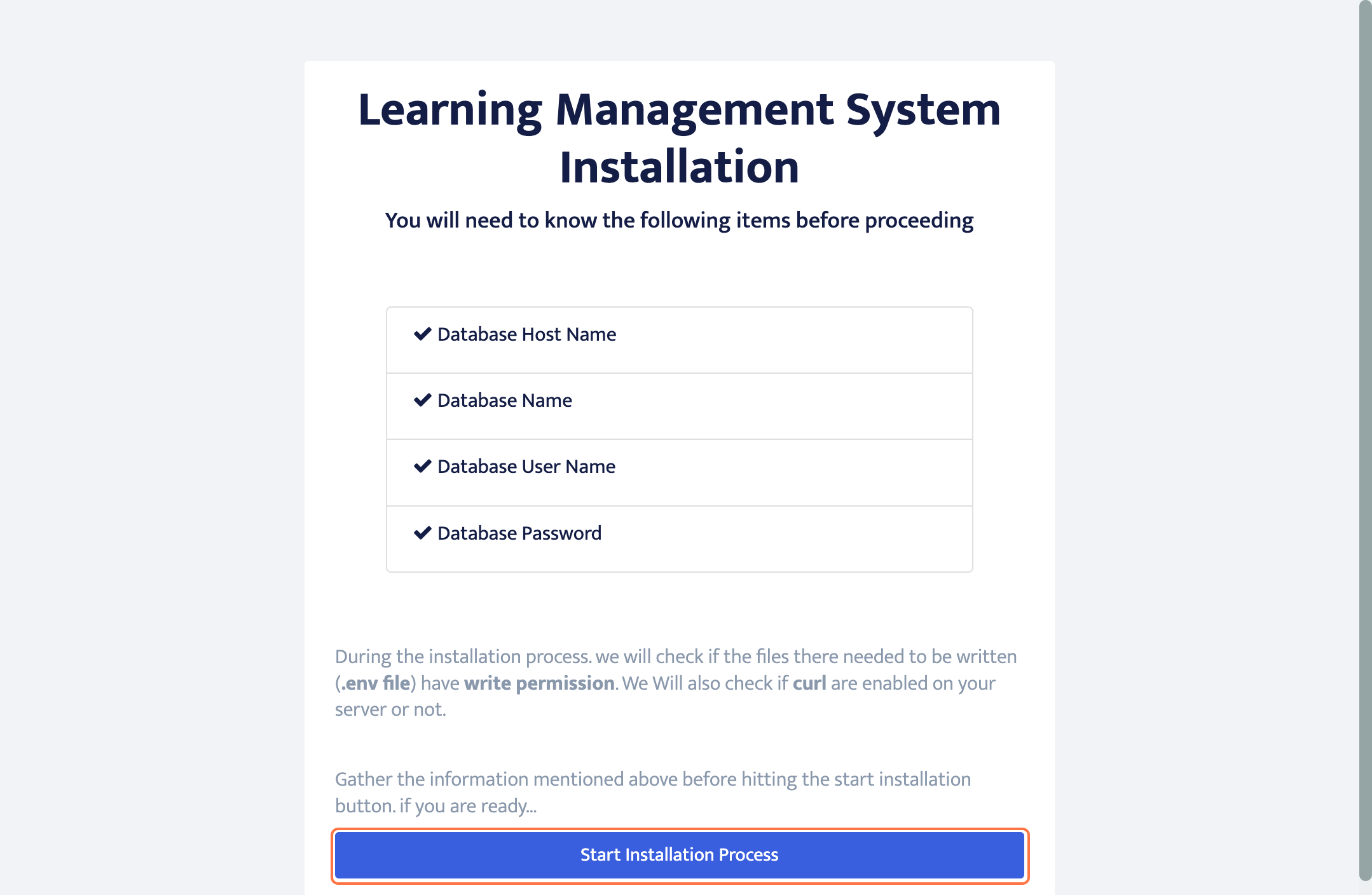apllication setup page via user domain