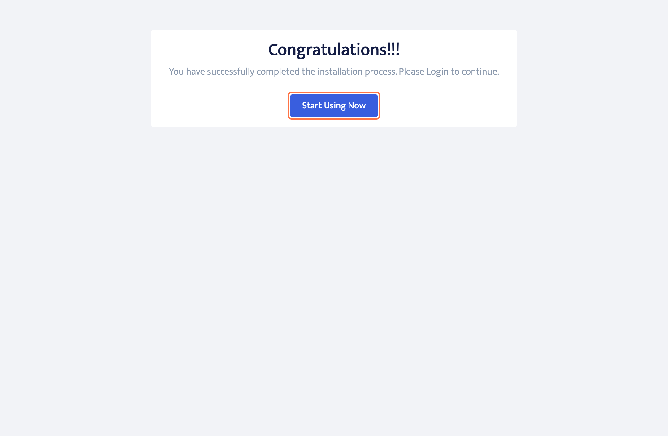 apllication setup page via user domain