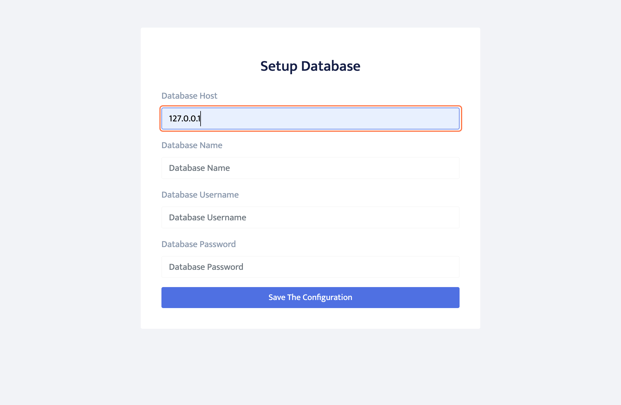 apllication setup page via user domain