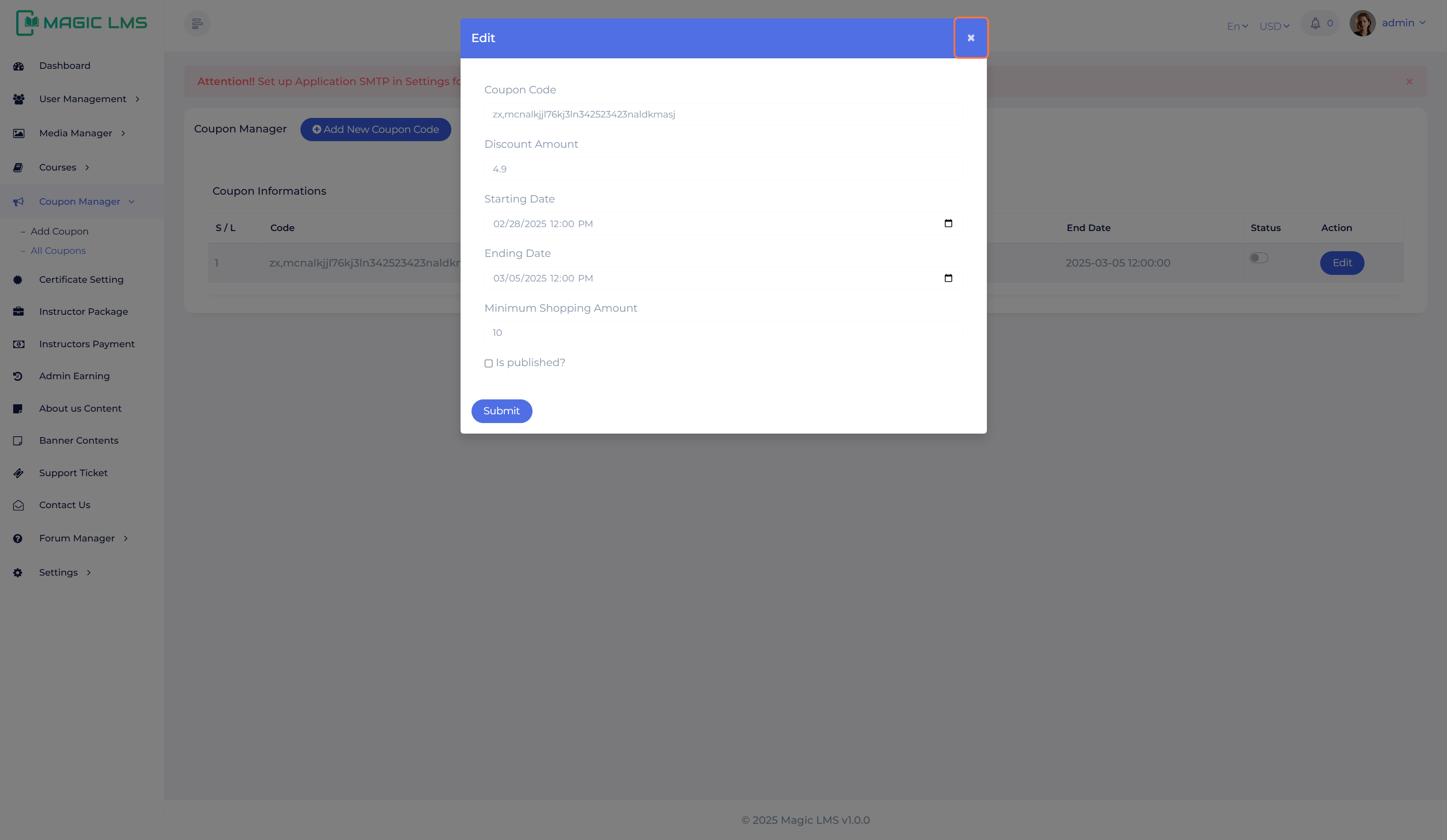 all coupon list