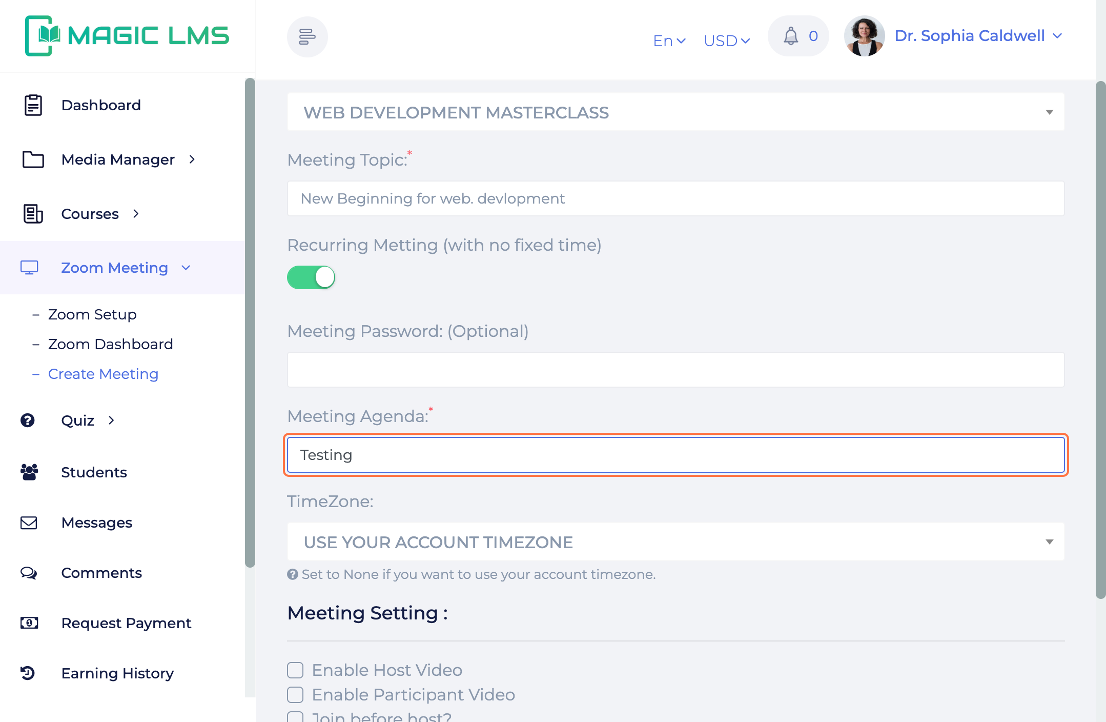 MagicLMS Zoom meeting