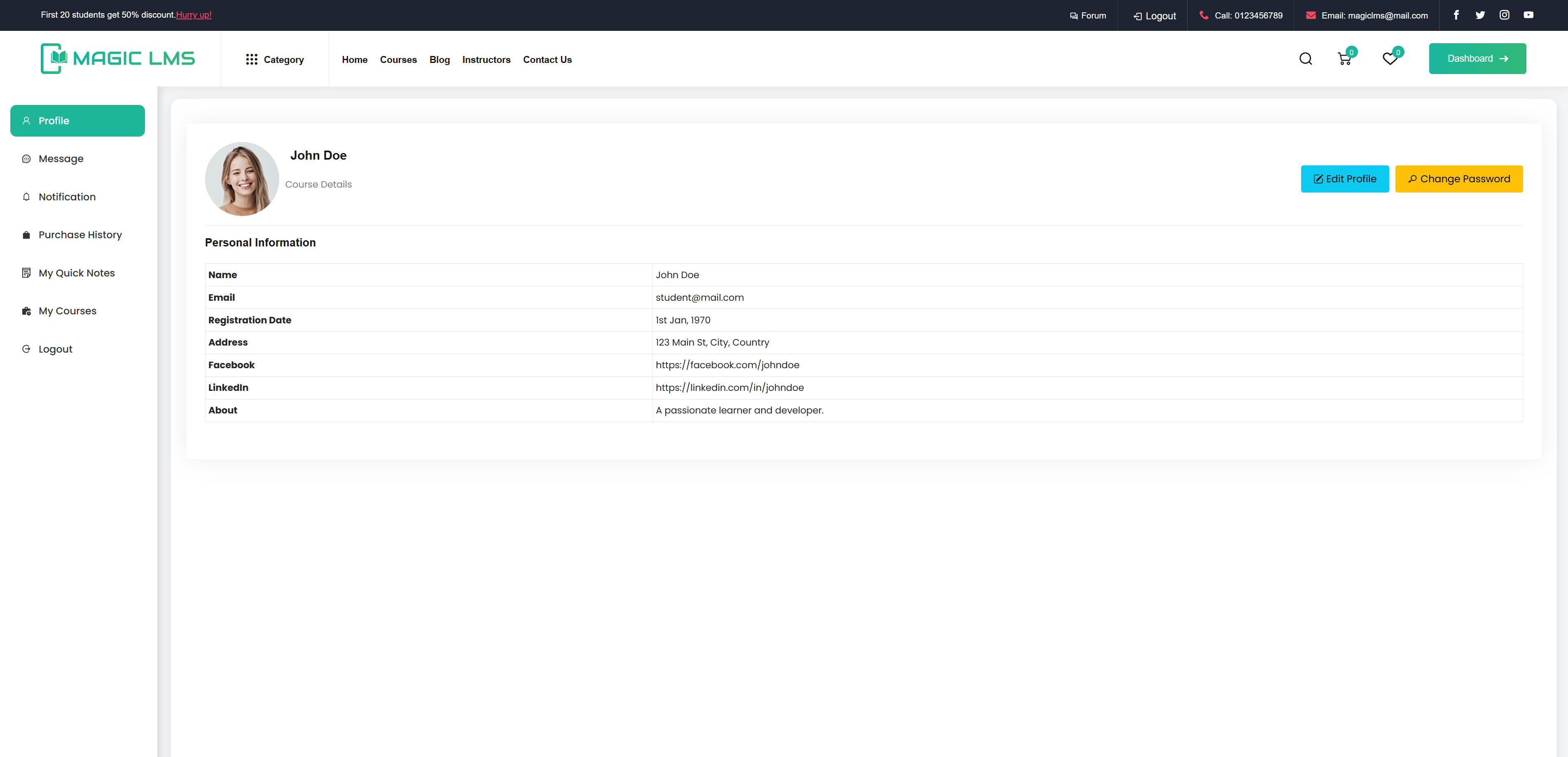 student dashboard