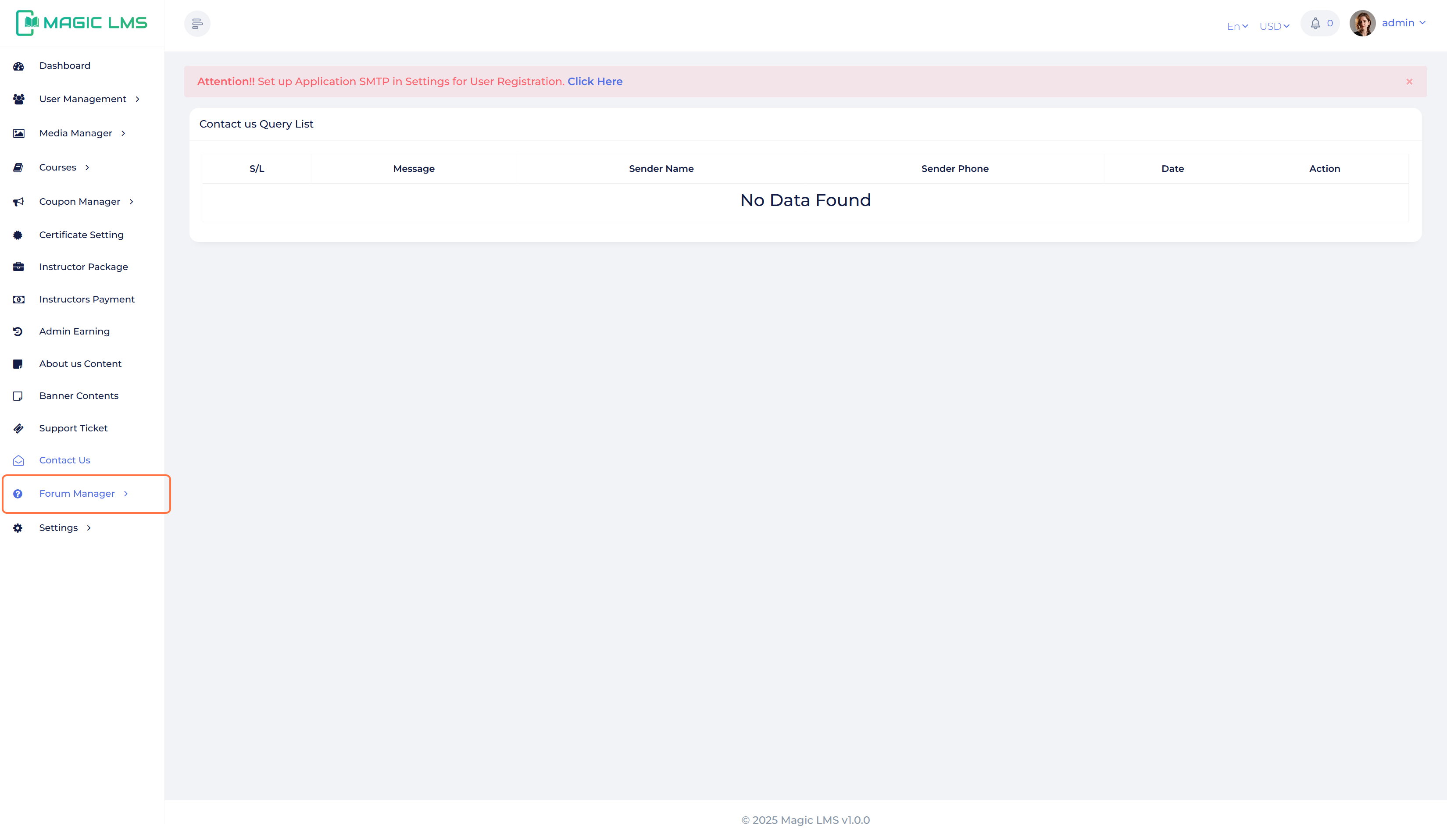 forum manager with 3 category