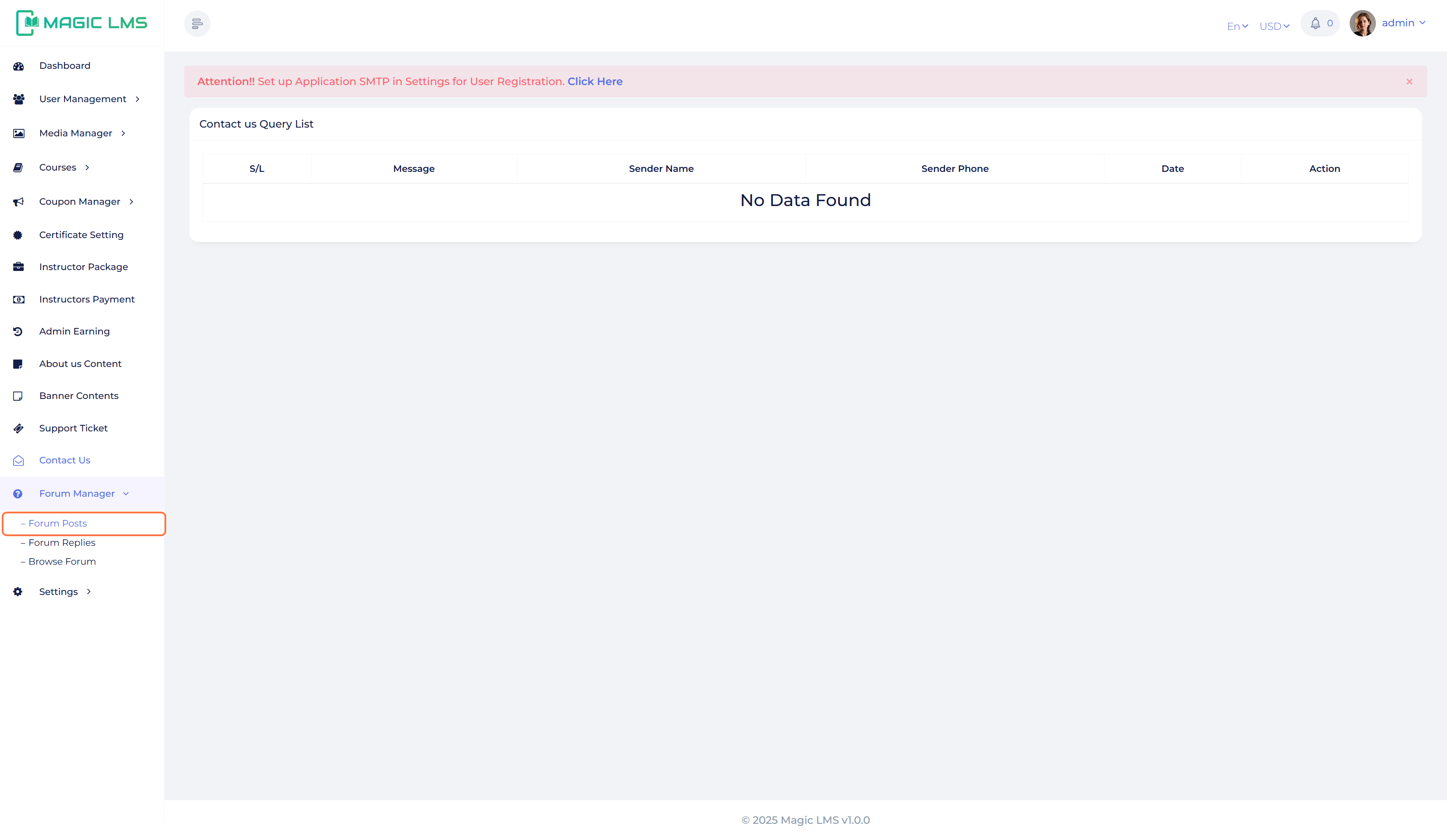 forum manager with 3 category