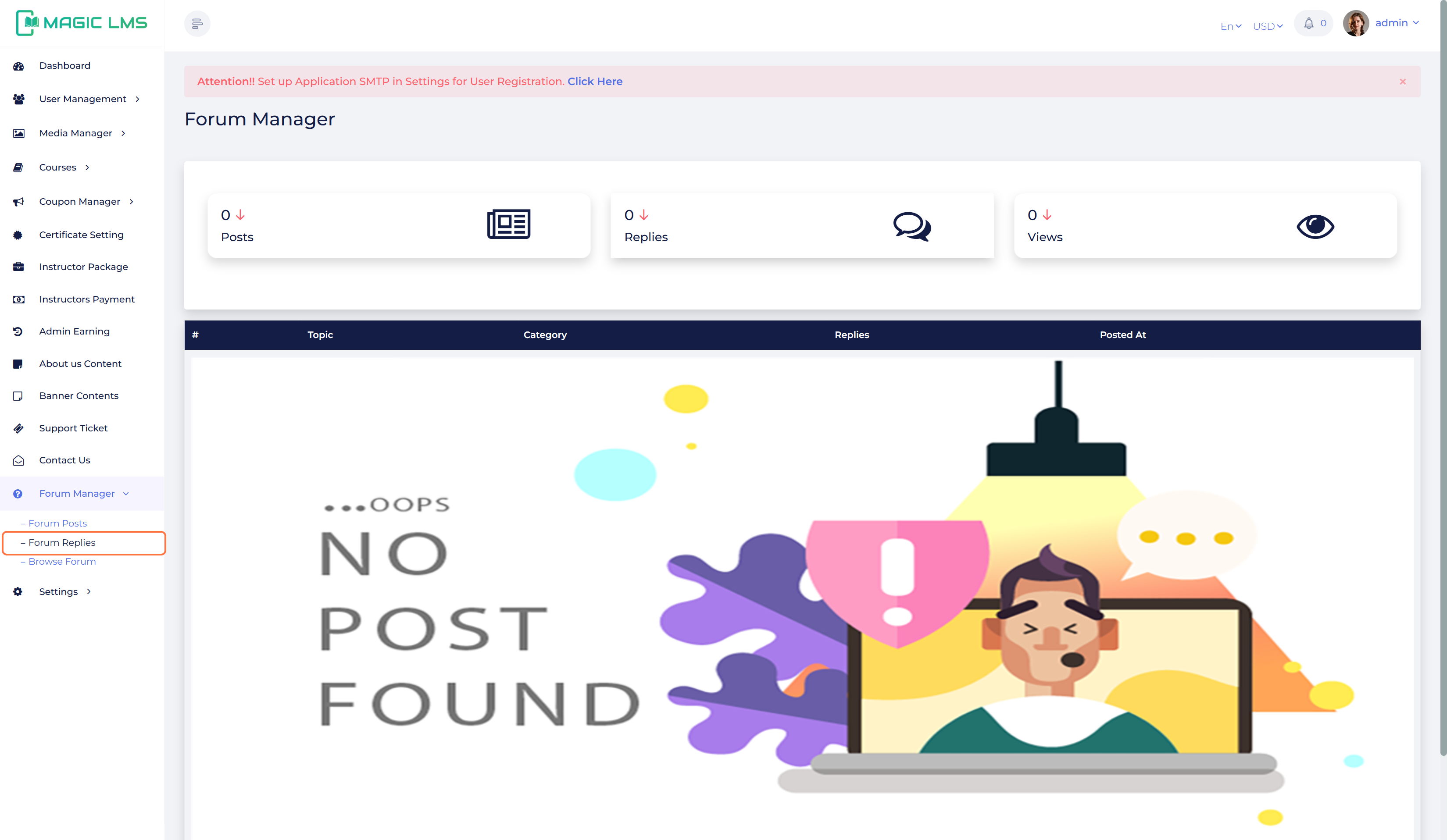 forum manager with 3 category