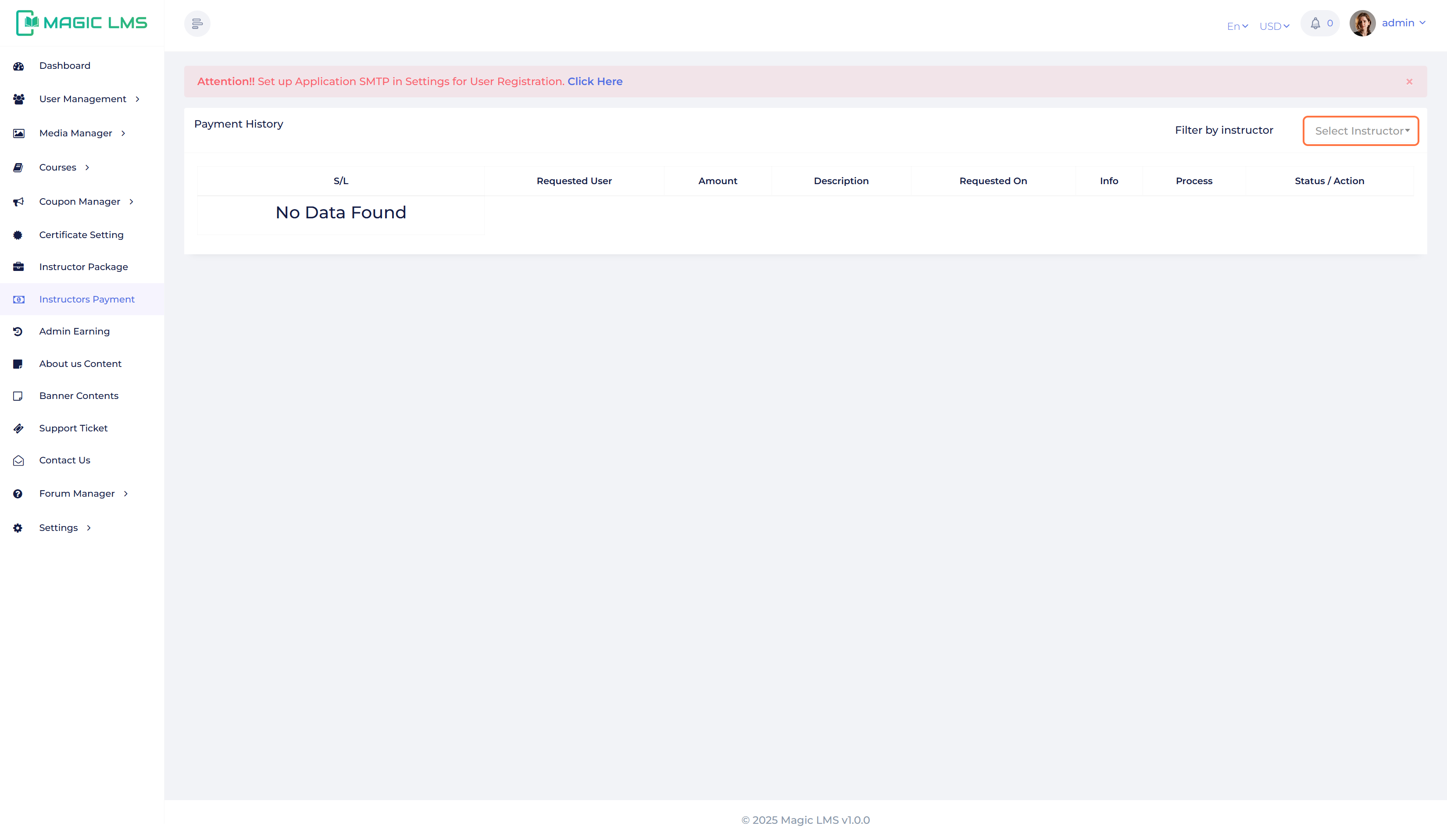 instrucotr payment list