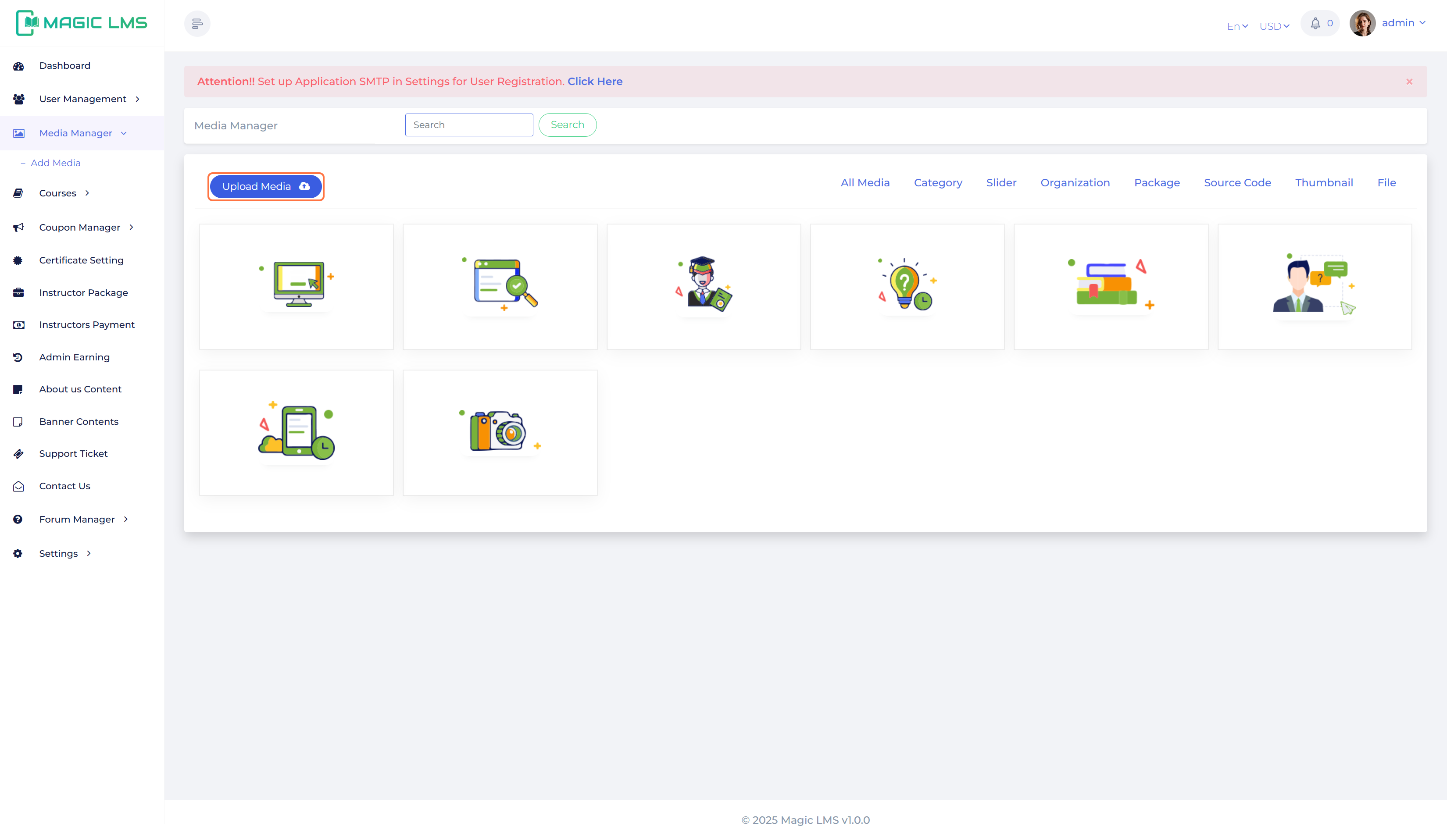 media manager tab