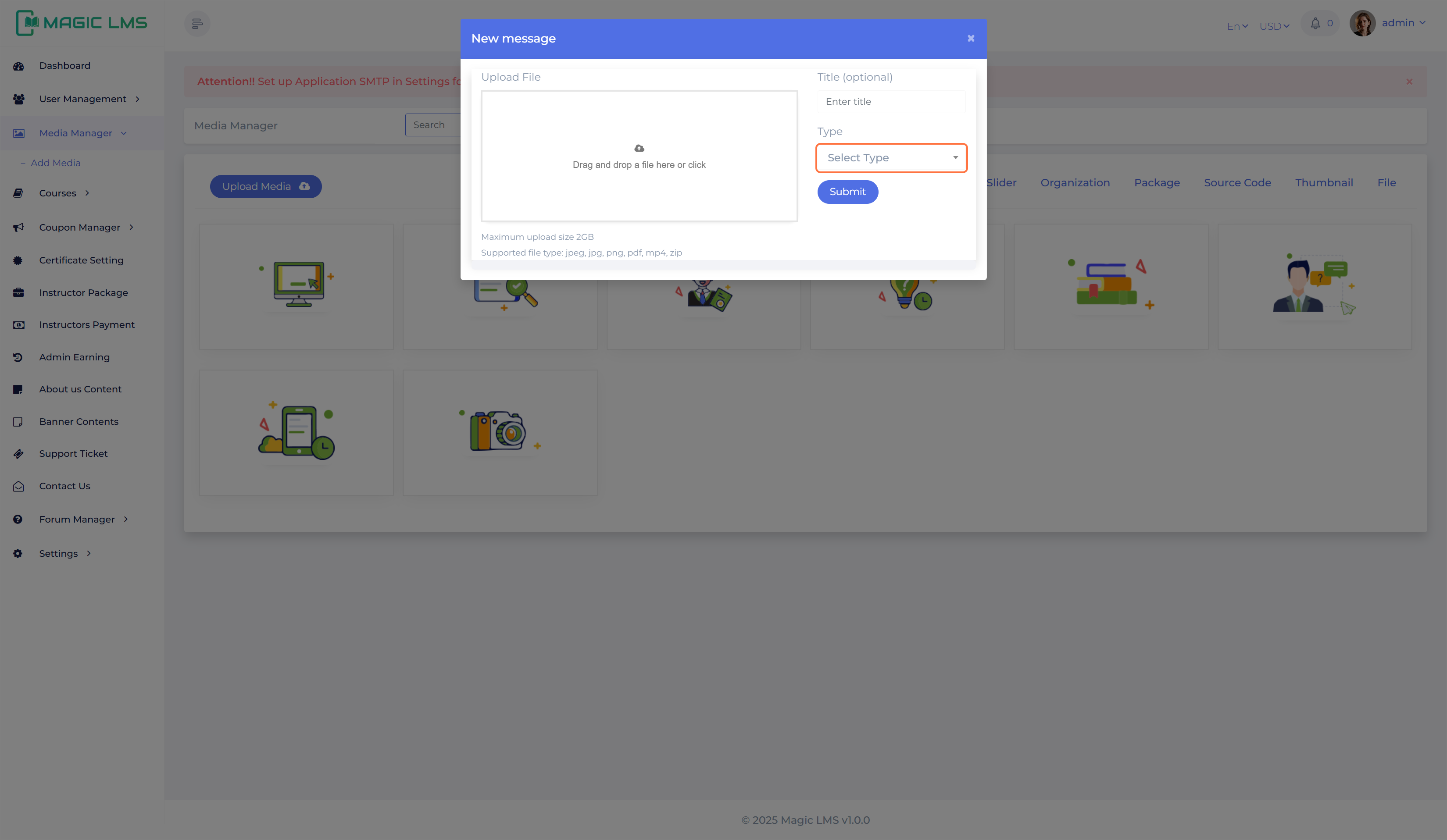 media manager tab