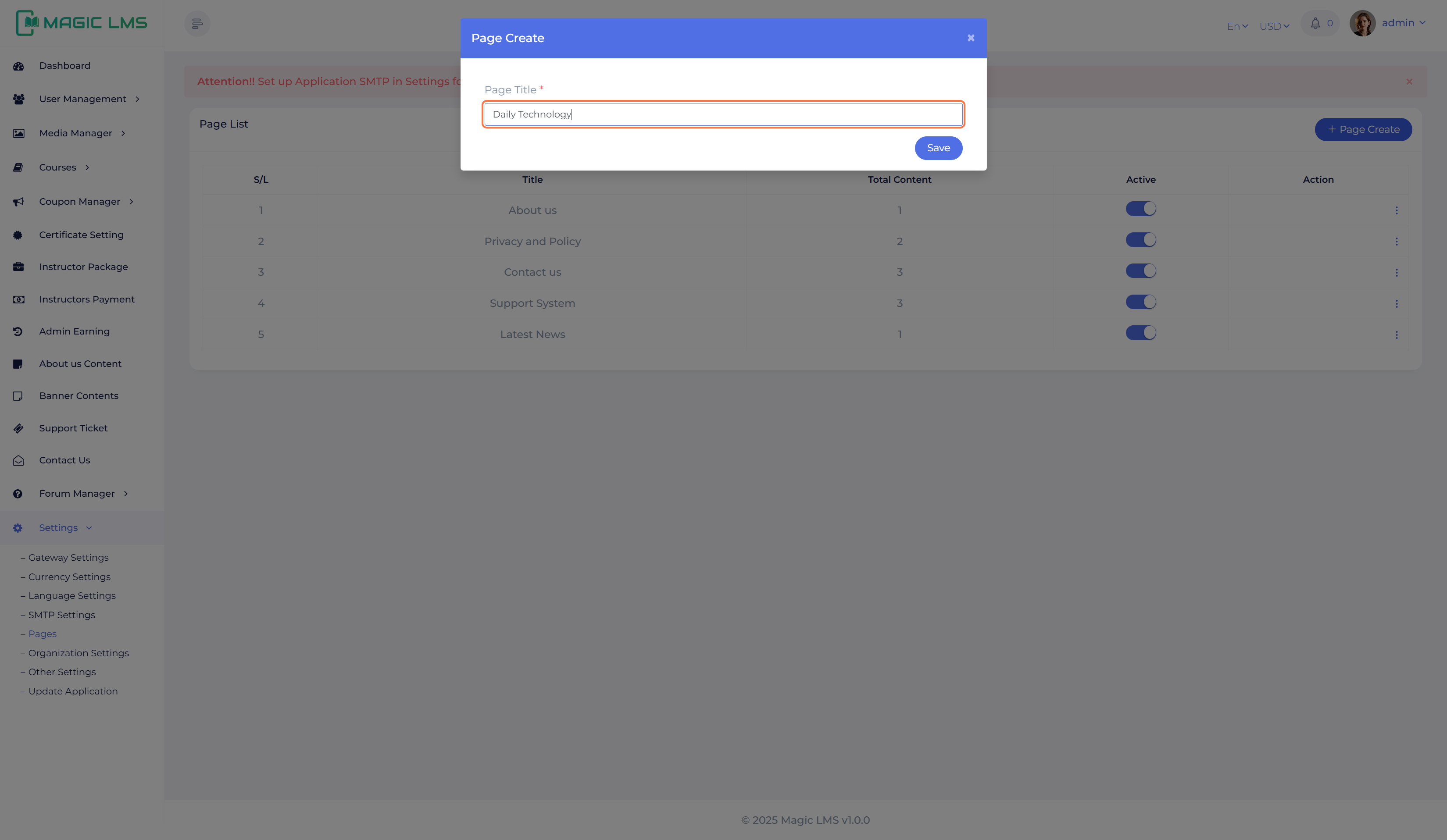 page setup tab