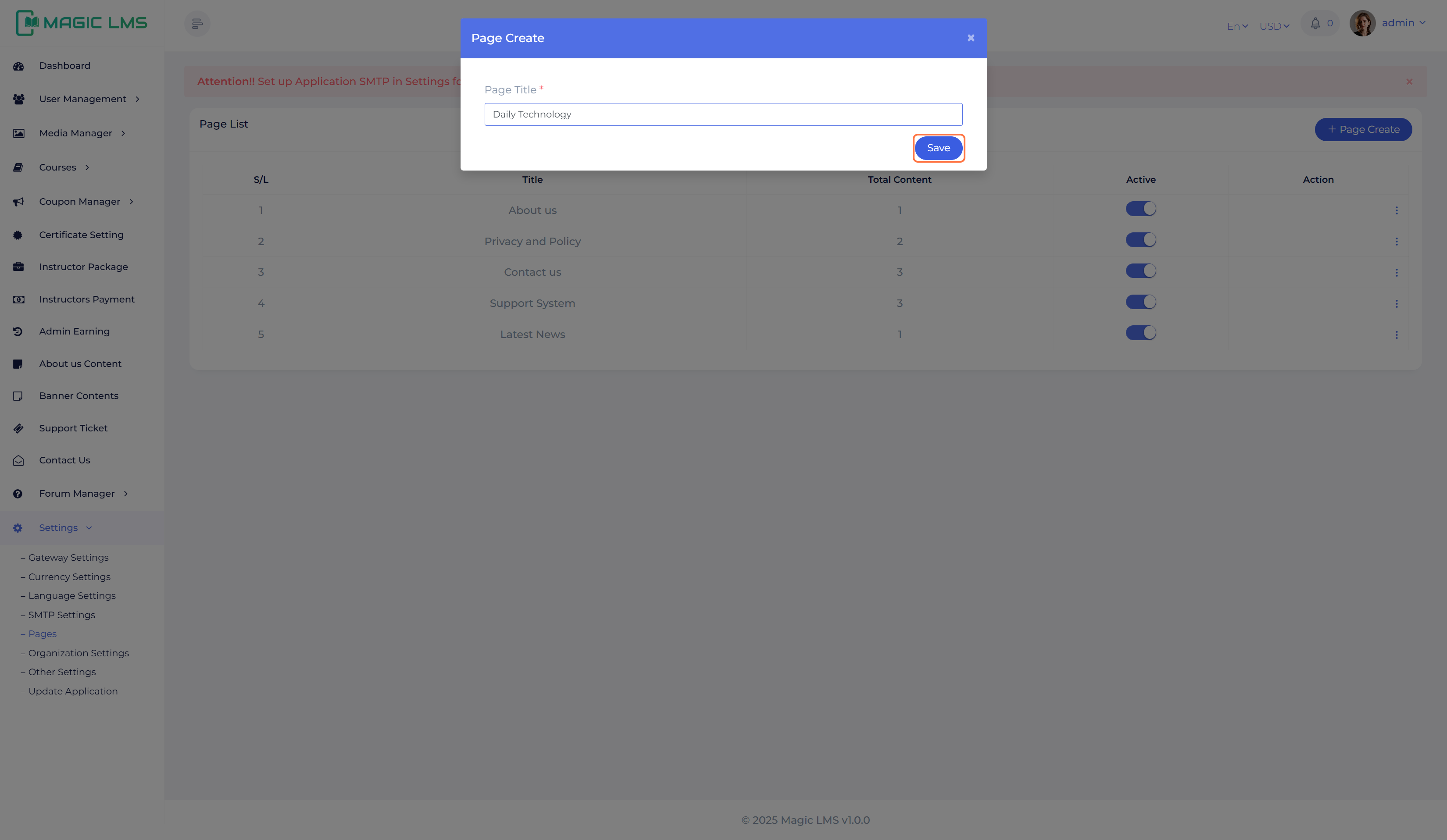 page setup tab