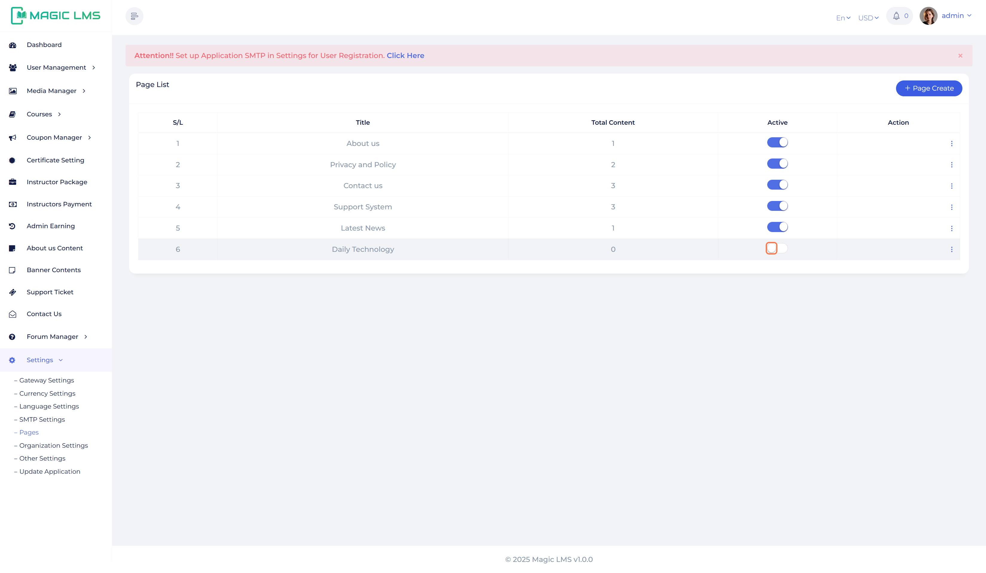page setup tab