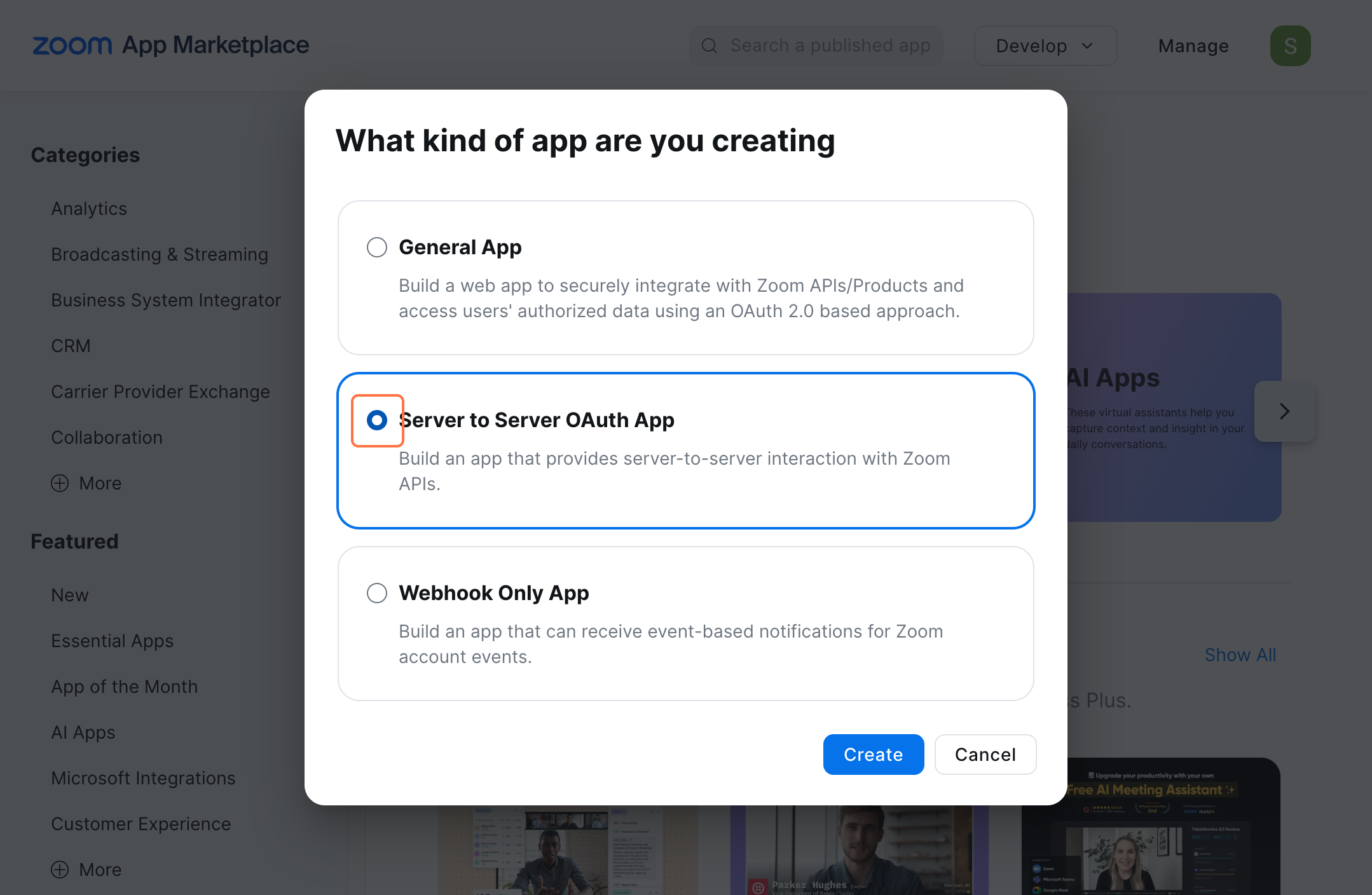 zoom applciation marketplace dashboard